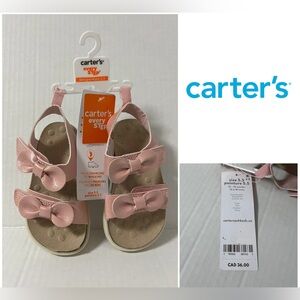 🆕CARTER’S - 5.5 - NWT - BABY EVERY STEP FIRST WALKERS - PINK BOW SANDALS / SHOES